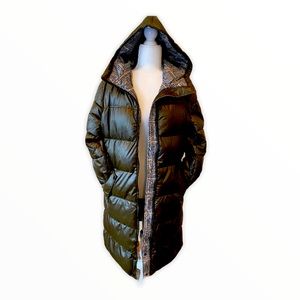 French Connection Hooded Plaid Lined Puffer Jacket